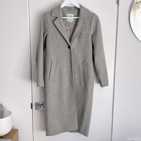 Abercrombie and Fitch Light Grey Wool-Blend Dad Coat in size Small - Picture 4 of 5